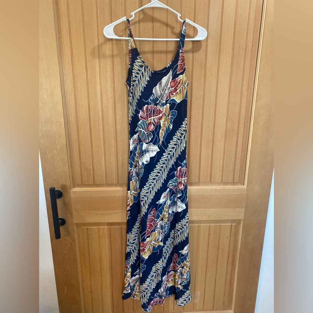 Hilo Hattie Navy Floral Maxi Dress with Red and Cream Accents - Picture 4 of 7